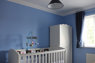 Baby Nursery Blue Decorate Decorated Painted Cot White